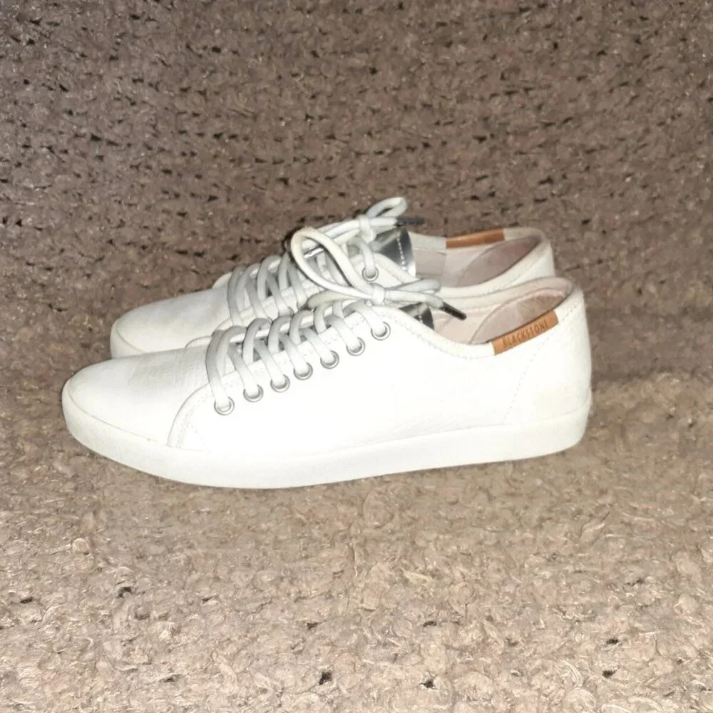 BLACKSTONE NL-49-White/Silver Nubuck/Patent Leather Sneakers-Sz 37-Excellent - Picture 2 of 8